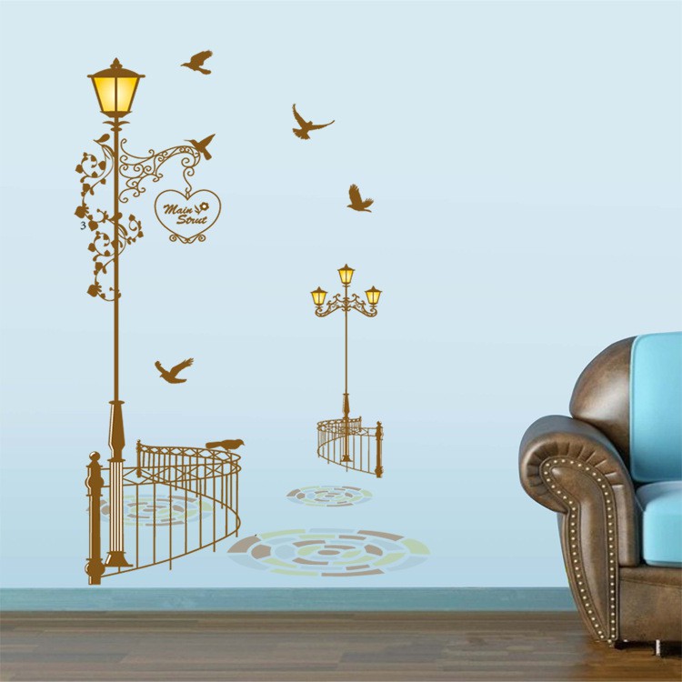 RELIZA WALLSTICKER 60X90 LAMPU TAMAN COKELAT WALL STICKER DINDING JM7258