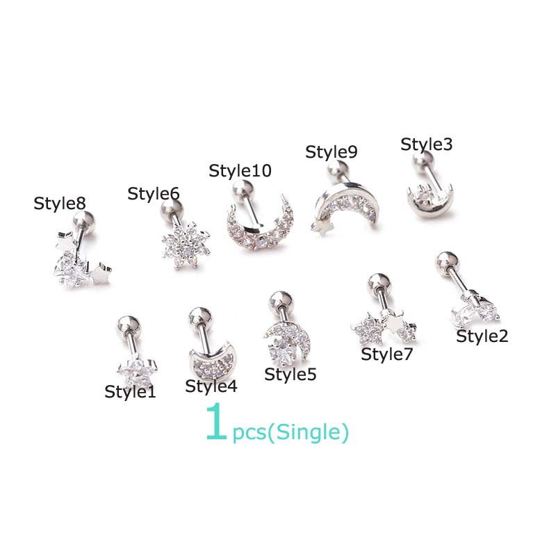 1pc Anting Tindik Tulang Rawan Telinga Bahan Stainless Steel Ukuran 6mm Panjang 20g