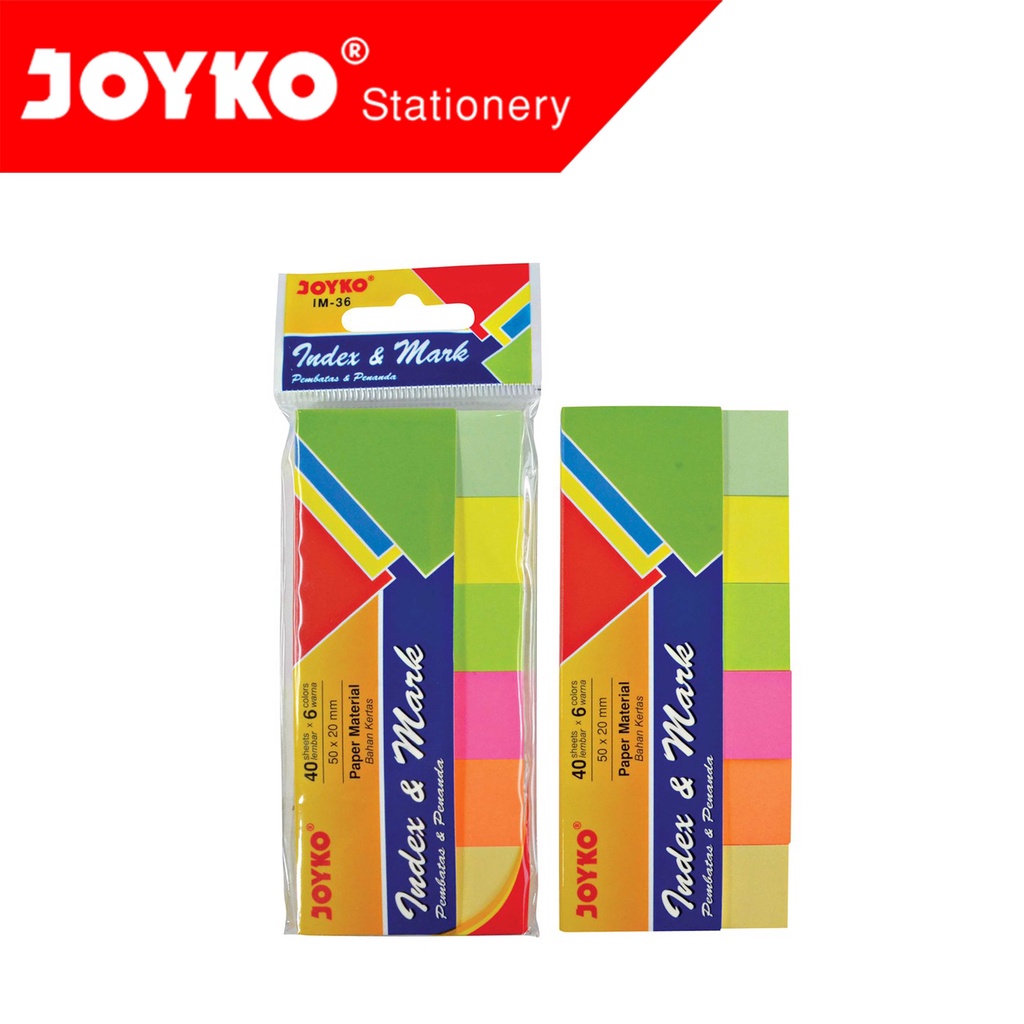 

Joyko Index Kertas IM-36 (Kotak) 40lbr x 6 Warna @50x20mm