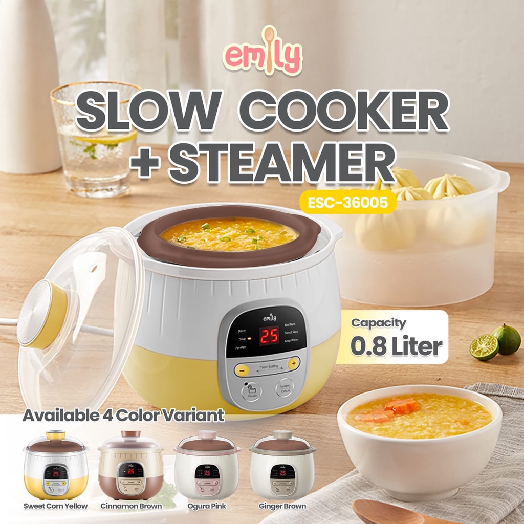 ELEK110 SLOW COOKER EMILY PORRIDGE SLOW COOKER & STEAMER 0,8 LITER ESC36005 READY CINNAMON BROWN / E