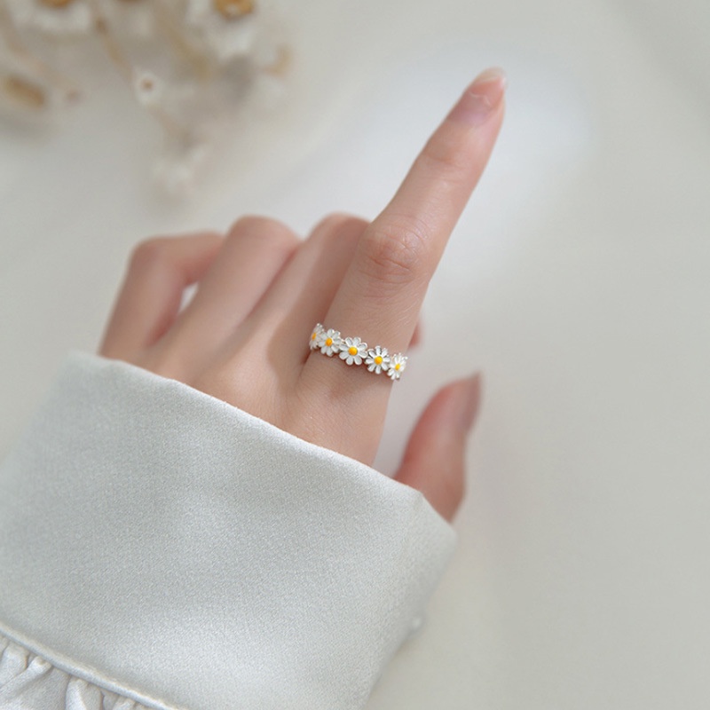 Cincin Model Terbuka Desain Bunga Daisy Untuk Pria Dan Wanita