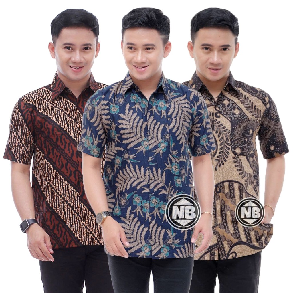 Baju Batik Pria - Hem Batik Pria Lengan Pendek Pekalongan Jumbo M L XL XXL 3XL 4XL 5XL - Hem Batik Asli Pekalongan