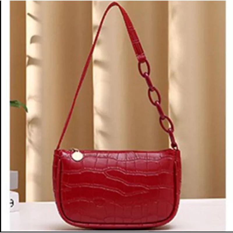 N_B_S / NAOMI CROCO  Shoulder Bag Wanita Vintage Rantai Tas Bahu Korea Tas Selempang Rantai Wanita Terbaru