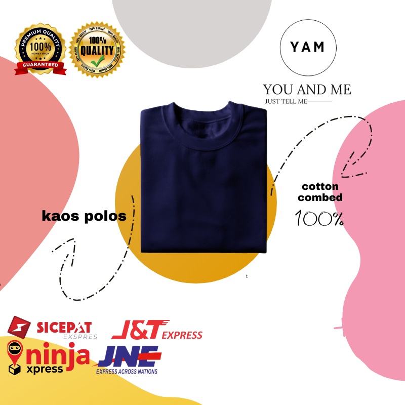 Fashion Pakaian Baju Atasan Kaos Kerah Polos Polo Oblong Distro Lengan Pendek Premium Cotton Combed 