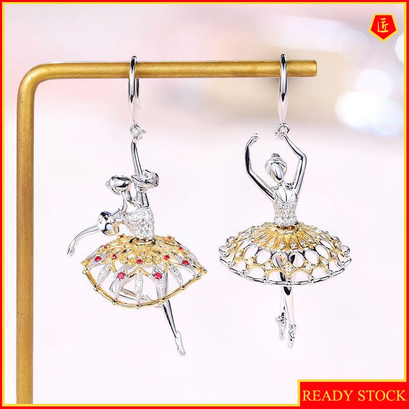 [Ready Stock]Creative Ballet Earrings Ruby Elegant Graceful