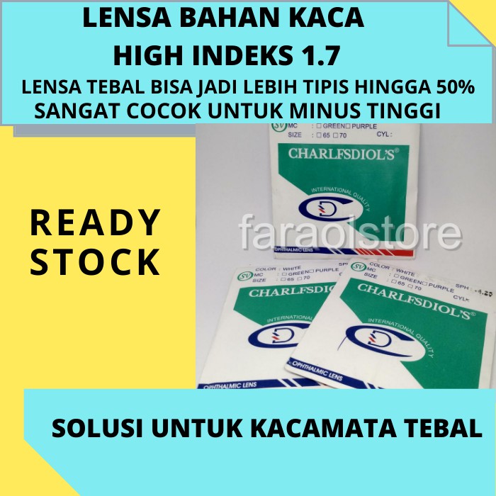 lensa kacamata bahan kaca tipis untuk minus tinggi indeks 1.7