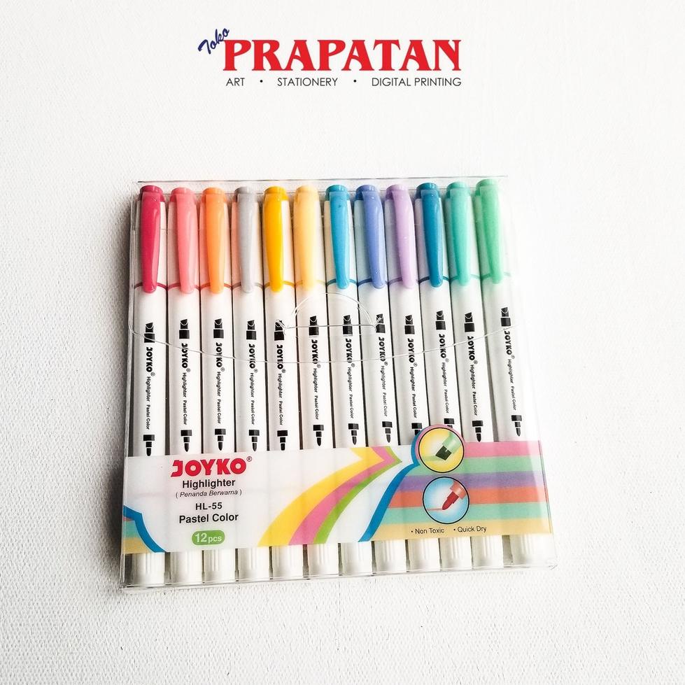 

[SKU : GZLD0] Spidol Highlighter Marker Pastel Color Joyko 12 warna HL-55