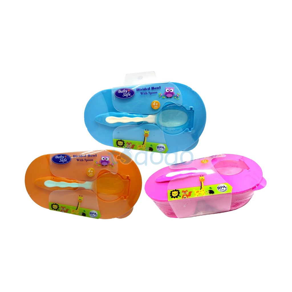 Mangkok Makan Bayi Sekat Baby Safe Devided Bowl With Spoon AP010