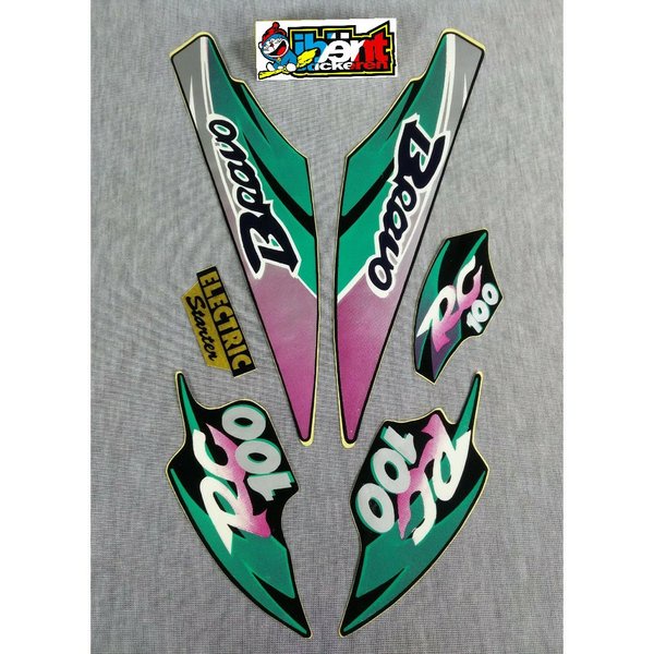 STRIPING RC100 BRAVO HIJAU TAHUN 1996 STIKER SUZUKI RC 100 LIS STANDAR ORI