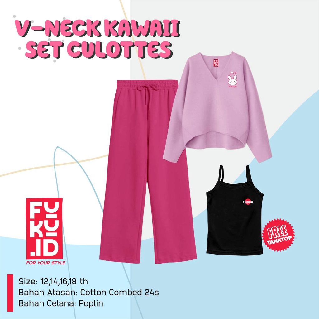 V-NECK KAWAII SET CULOTTES by FUKU.ID