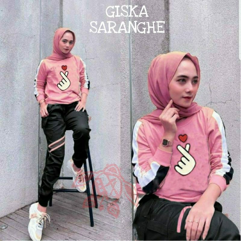 PCS SET GISKA SARANGHE BAHAN BABYTERRY DAN KATUN ED SETELAN ATASAN DAN CELANA