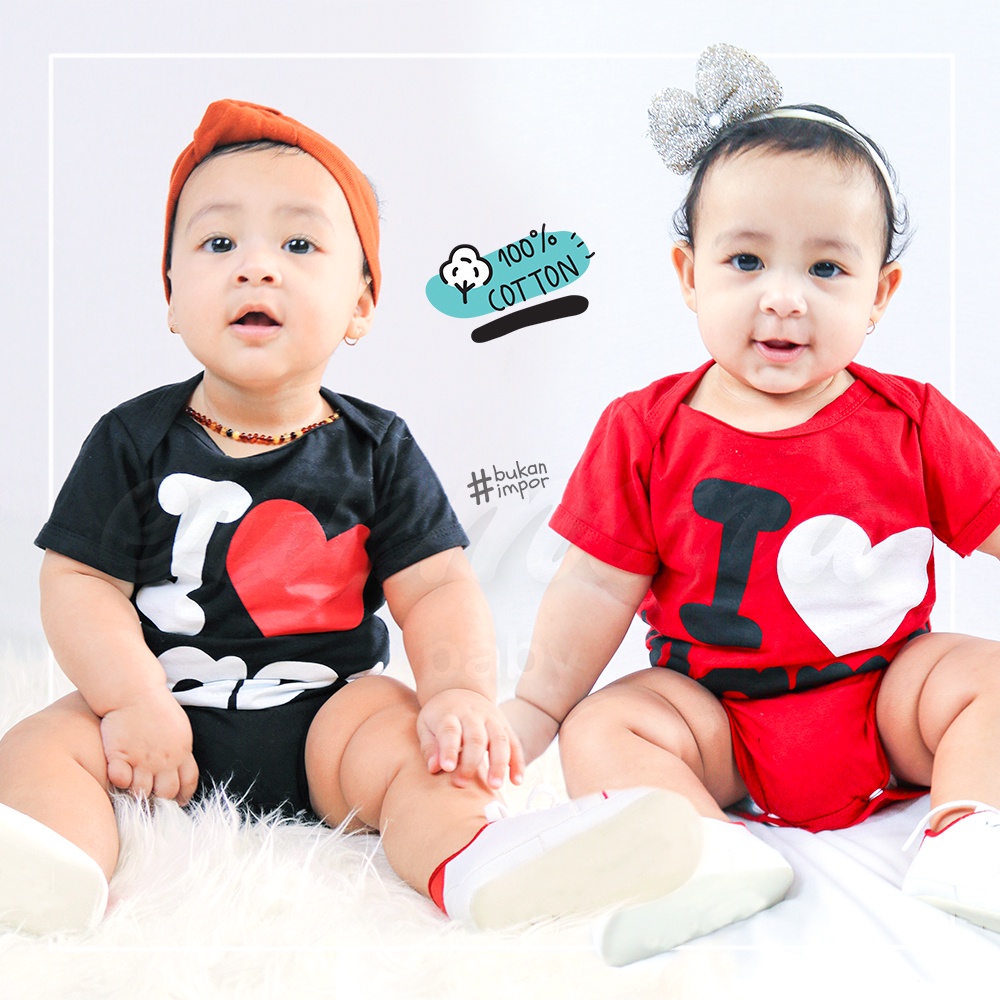 baju bayi baju anak jumper bayi mama papa merah hitam sepasang 2pc