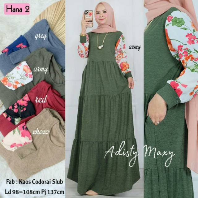 Adisty maxy / maxi dress gamis polos rempel