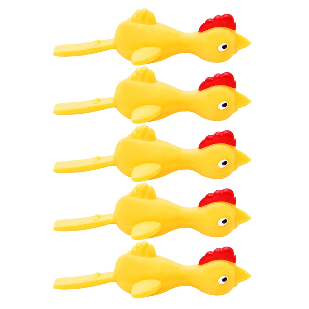 QUINTON Yellow Practical Joke Toys Funny Finger Toys Ejection Turkey Stretchy Flying 5pcs Gags Novelty Catapulted Chicken/Multicolor