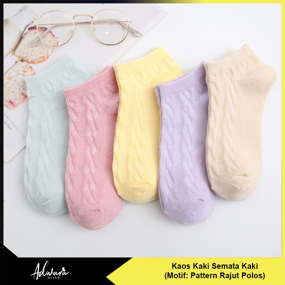 Kaos Kaki Wanita Pendek Semata Kaki Motif Pattern Rajut Polos Fashion Korea Women Sock Import