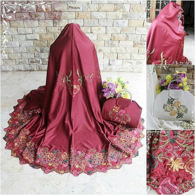 MUKENA TELEKUNG DEWASA SUTRA SATIN BORDIR SABILA ABU HIJAU KREM TOSKA PINK MAROON GOLD PUTIH UNGU