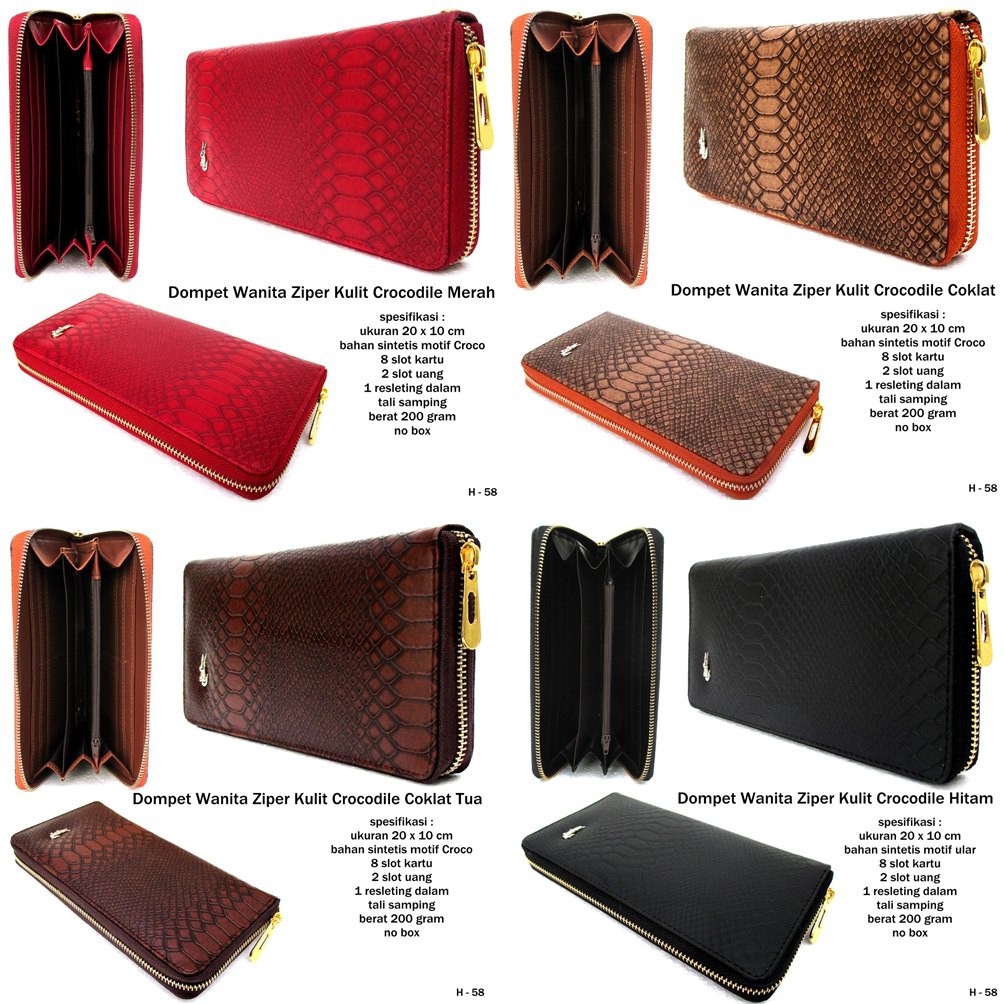 Dompet wanita zipper kulit crocodile