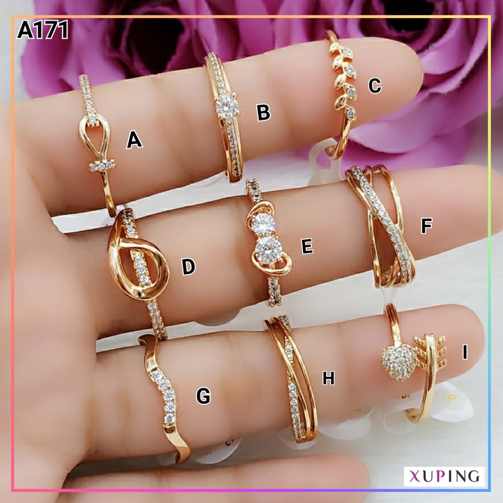 Cincin xuping cincin dewasa premium ori xuping permata kilau love panah elegan perhiasan wanita lapis emas gold A171