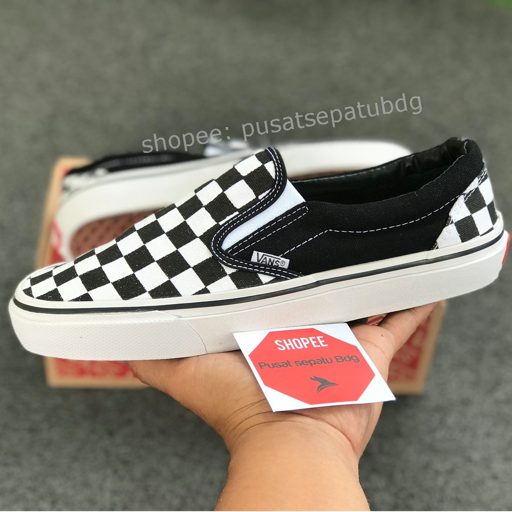 VANS SLIPON CHECKERBOARD MIX HITAM PUTIH