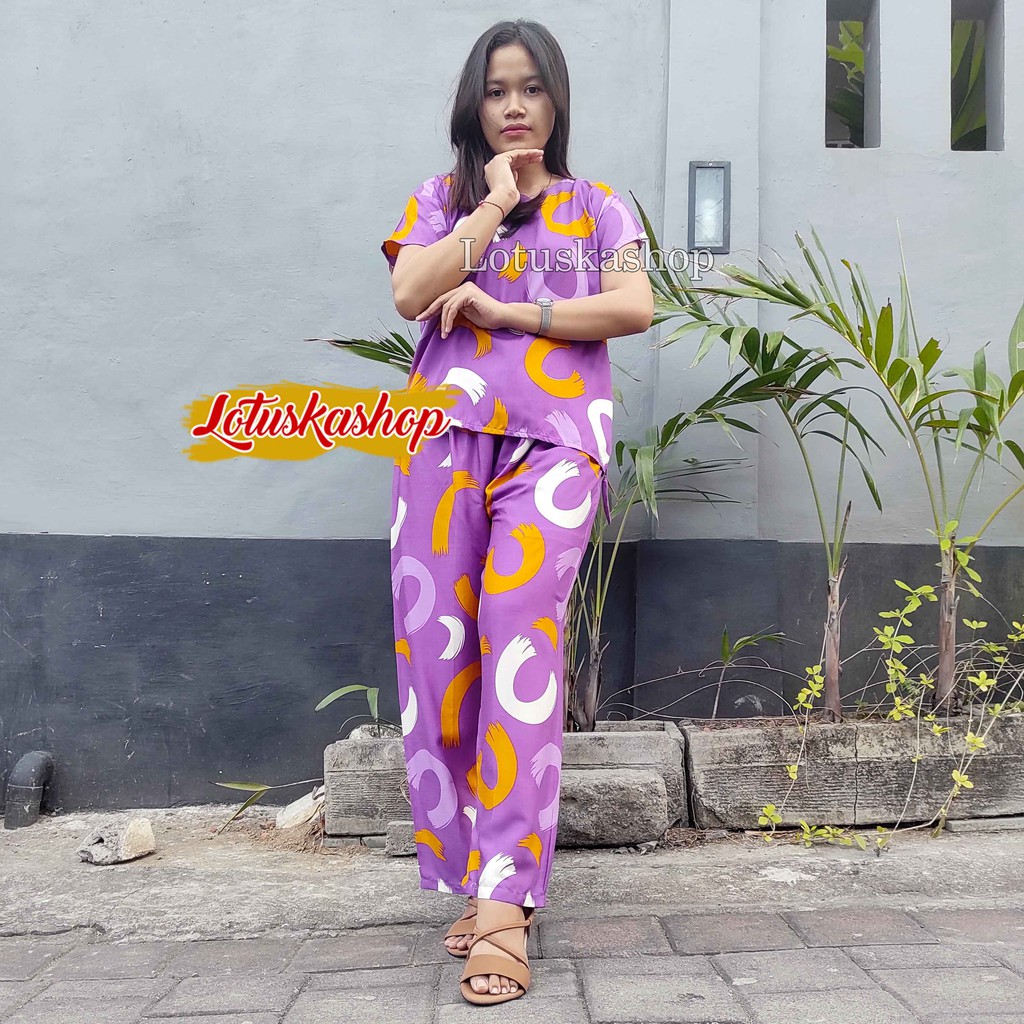 Babydoll Setelan Panjang Cowton Kayu-Ezata Lilac