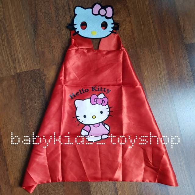 Kostum anak jubah hello kitty sanrio cape sayap topeng