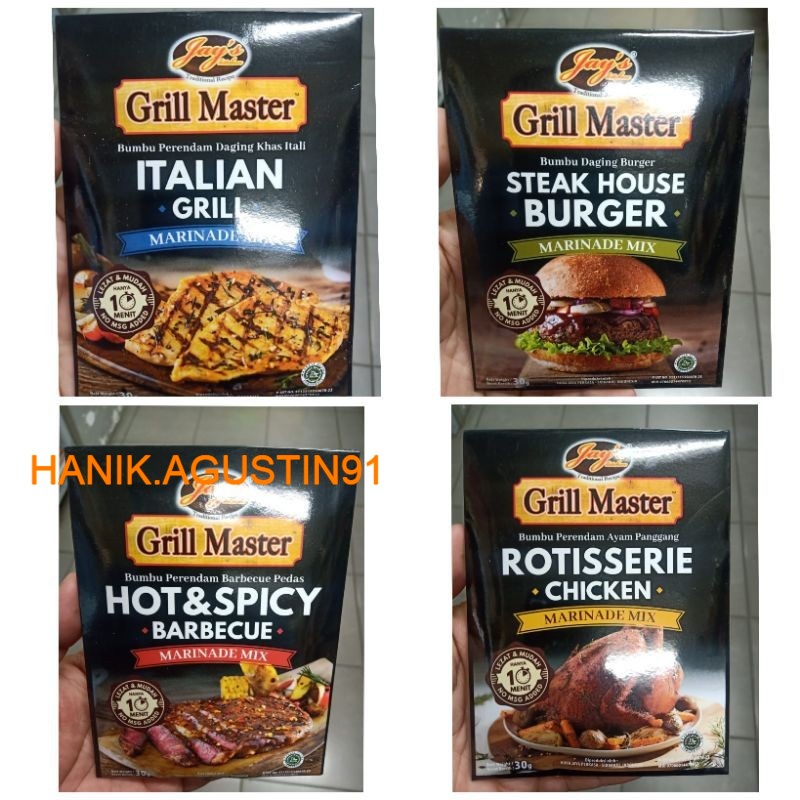 

Jays Kitchen Grill Master Bumbu Marinasi Daging Italian/ Chicken / BBQ / Steak Burger 30gr