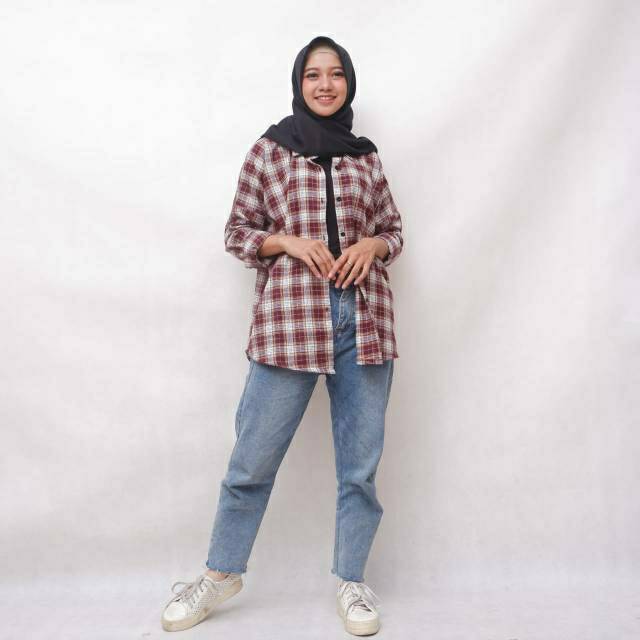  KEMEJA WANITA CASUAL  LENGAN PANJANG NICA TOP Shopee 