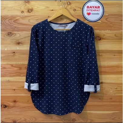 COD☑️BLOUSE MOTIF POLKADOT/ATASAN ONDE MATT BABYTERRY/4 SIZE M-L-XL-XXL/ATASAN  WANITA TERBARU/BLOUSE WANITA/GOOD QUALITY