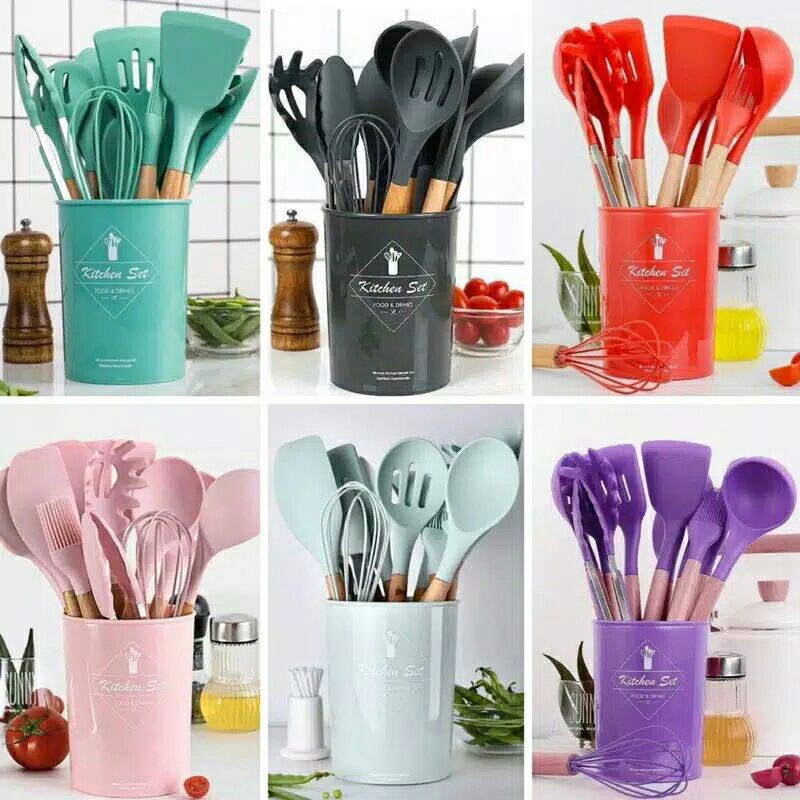 SHABRINA_FASHION / SPATULA Sillicone Set 11 Pcs Peralatan Masak Baking Sutil Spatula TERBARU!!