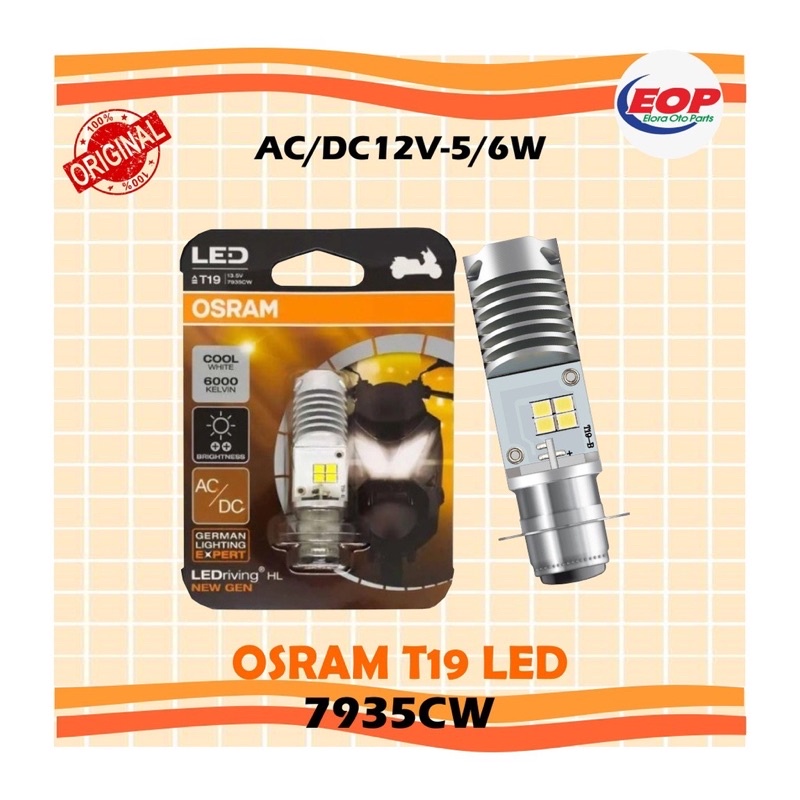 OSRAM LAMPU LED LAMPU DEPAN LED BOHLAM LAMPU DEPAN MOTOR T19 M5 H6 K1 NEW GEN PUTIH 7935-CW