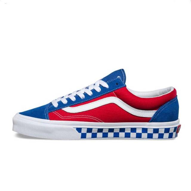 vans style 36 bmx red white & blue checkerboard skate shoes