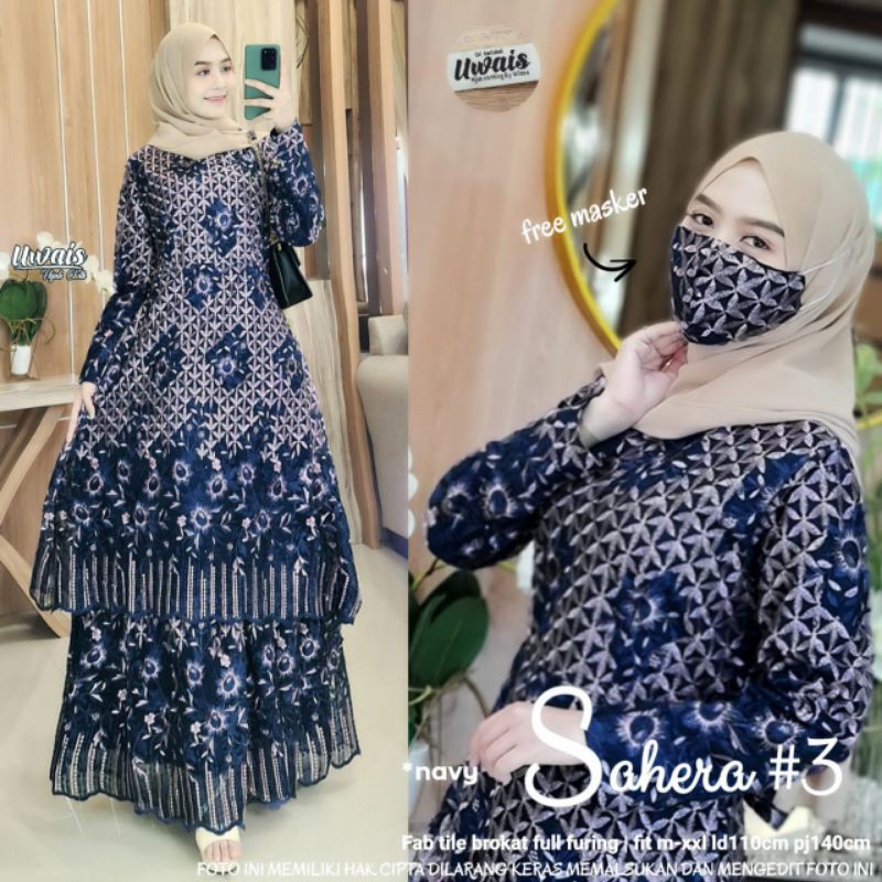 SAHERA 123 DRESS ORI UWAIS (GAMIS BROKAT/GAMIS PESTA)