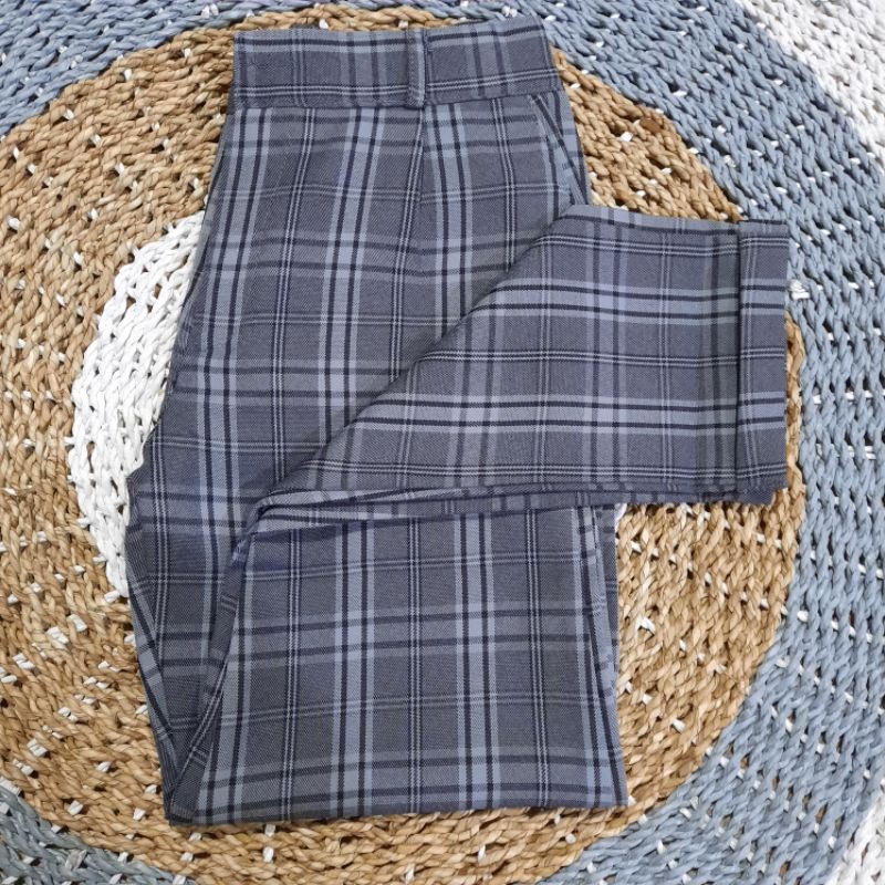 Baggy Pants Kotak Abtrak Bahan Flanel