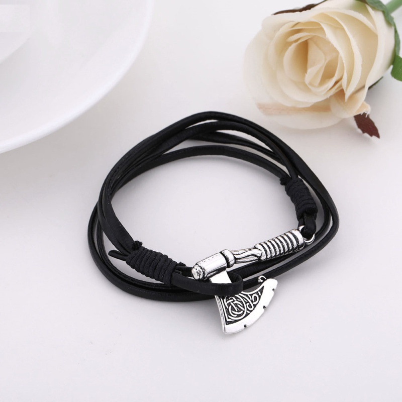 Gelang Multilayer Bahan Kulit Gaya Nordic Untuk Pria