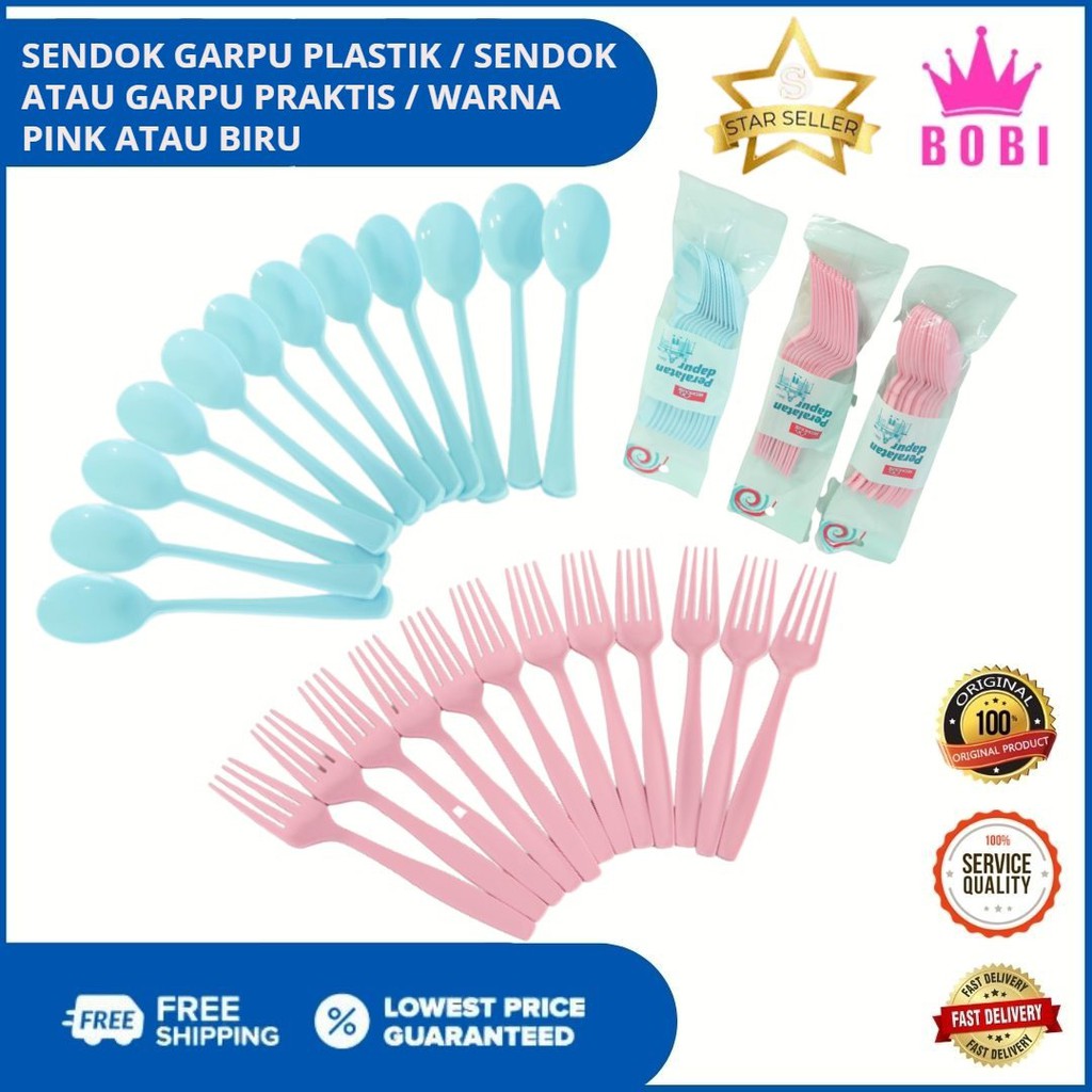 Sendok Atau Garpu Makan Plastik Isi 12 Pcs / Sendok atau Garpu Praktis / Warna Bervariasi