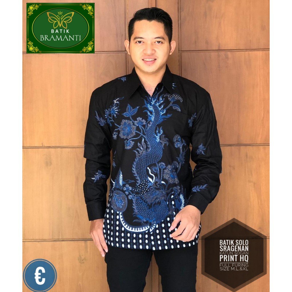 NAGA BIRU KEMEJA BATIK SOLO Lengan PANJANG BATIK BRAMANTI Lapis Furing Atasan Modern Premium Nogo KOPI LASEM LAKESWARA WEDANTA MEGO NOGO SETYO LUHUR SALENDRA MAHKOTA HITAM AJIBHANUNAT KRESNA JAYANEGARA PERWIRA KAWUNG ROGO WARDHANA BATIK SOLO AMANAH