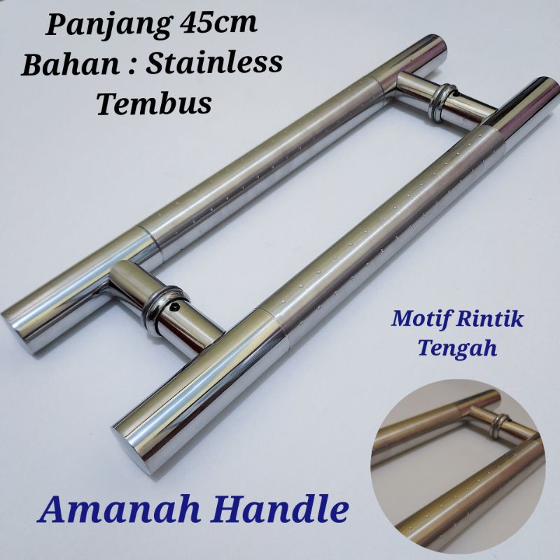 Baut Tembus / Handle pintu rumah kaca baut tembus - Gagang pintu rumah polos Bulat stainless 45cm