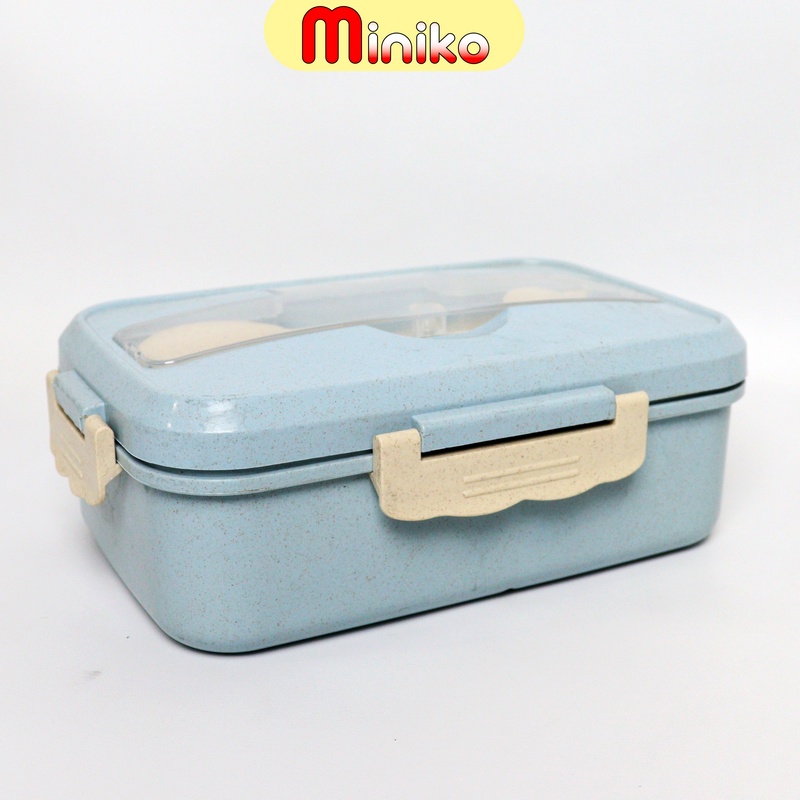 Tempat Bekal Makan satu set - Lunch Box Set Kotak Bekal Makan Jerami Gandum kotak makan Anti Tumpah Free Sendok dan Garpu