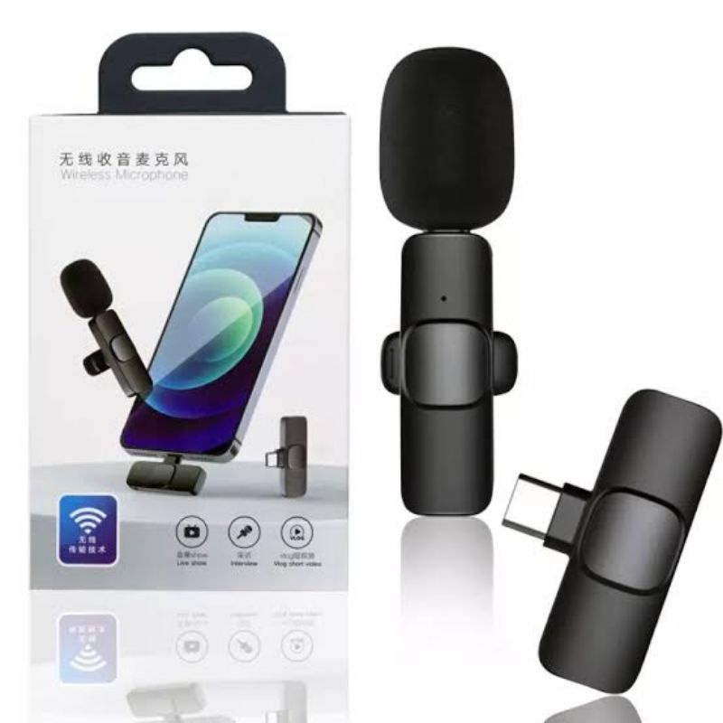 K8 K9 Microphone Wireless MIC Clip On Vlog Smartphone TYPE C /IPHONE