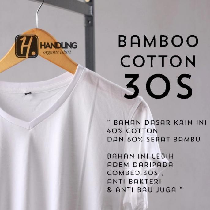 Kaos Polos Putih V-Neck Katun Bambu (Cotton Bamboo)