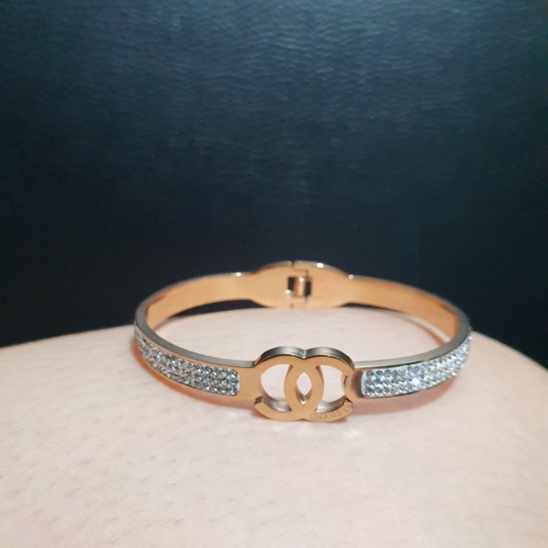 Gelang Titanium Asli Channel Rosegold Premium Anti Karat Anti Alergi Bracelet Stainless Steel Ori 20193