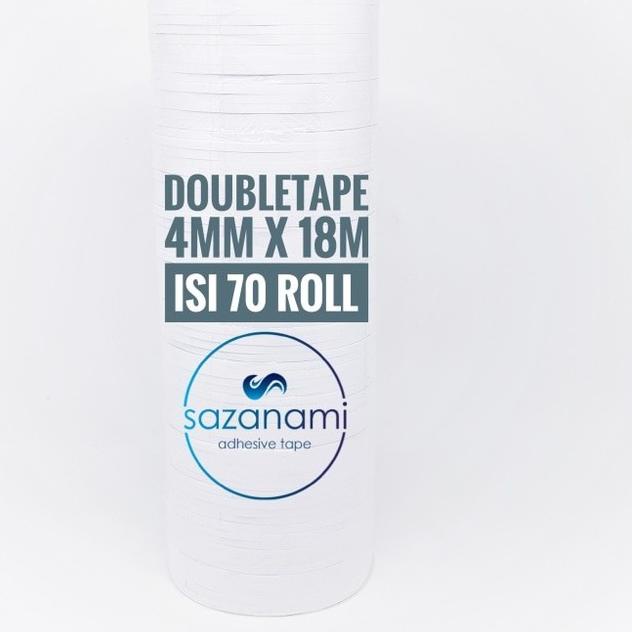 

Berkualitas DOUBLE TAPE 4MM x 18 METER DOUBLETAPE KERTAS PUTIH SAZANAMI ISI 70ROLL
