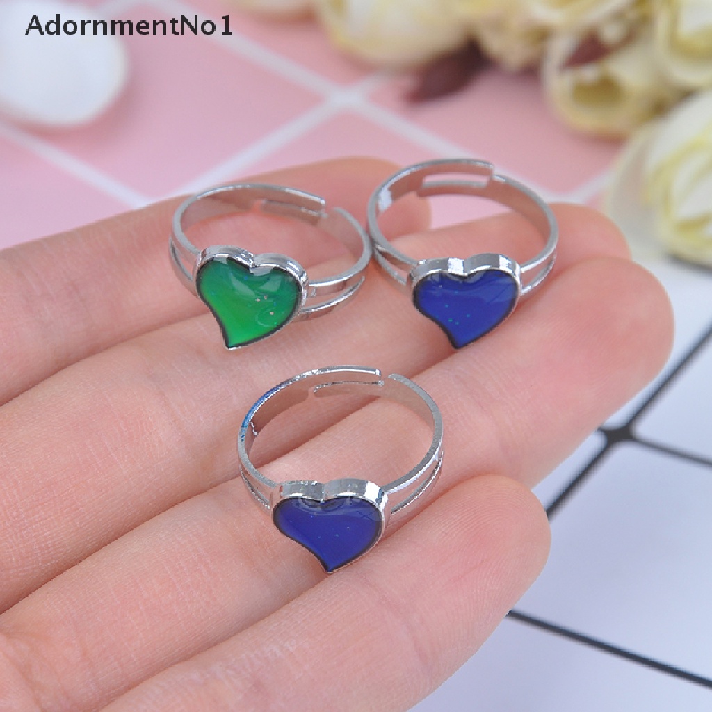 (AdornmentNo1) Cincin Mood ring Adjustable Berubah Warna Sesuai Suhu Bentuk Hati