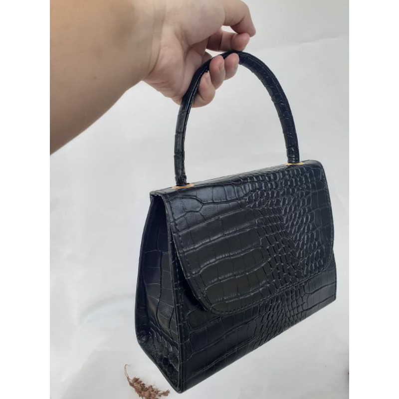 Tas Mizu Croco / slingbag Mizu croco / Tas shoulderbag cewek kekinian terbaru-Hitam