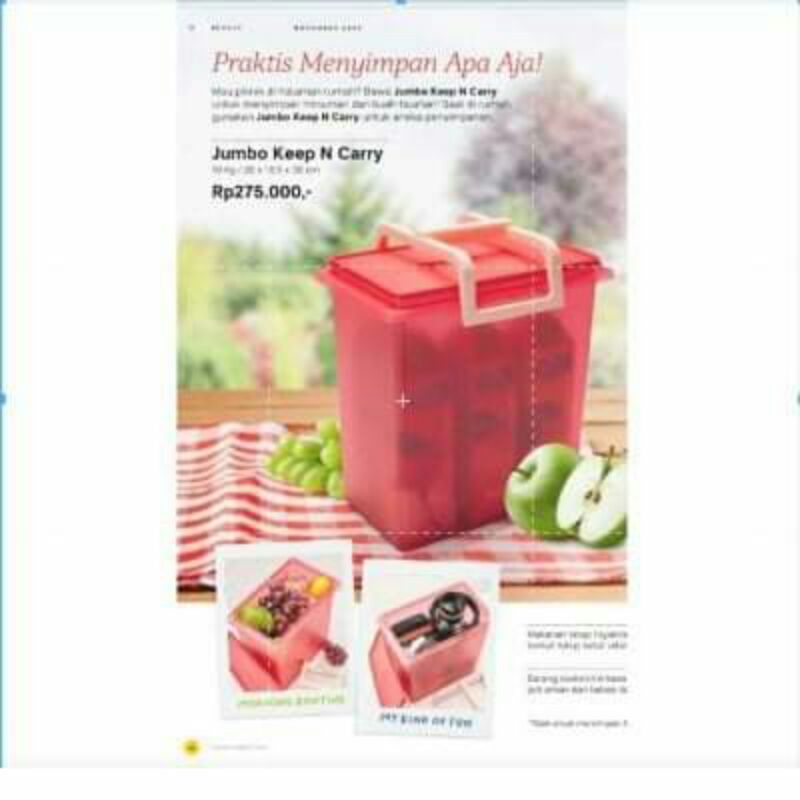 jumbo keep n carry Red 10kg wadah makanan wadah serbaguna