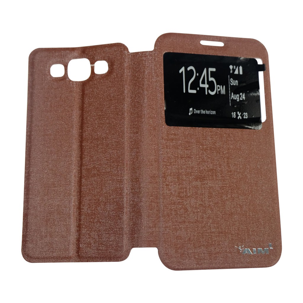 AIMI Ume Sarung Dompet Samsung Galaxy E7 / E700 Case / Casing / Flip Cover / Leather Case