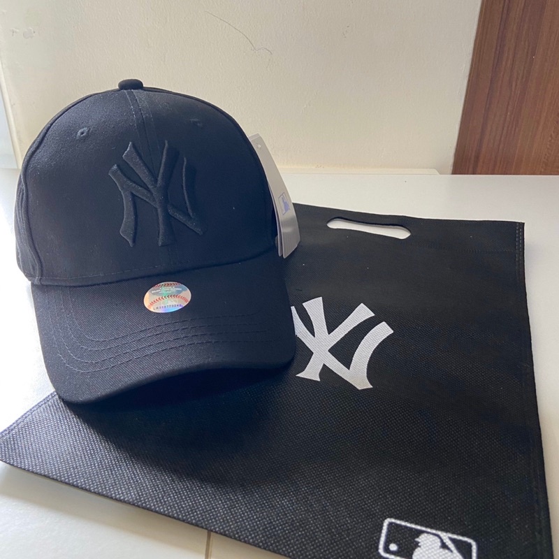 Topi Ny Newyork cap Full Black Full Tag With goodiebag Mlb