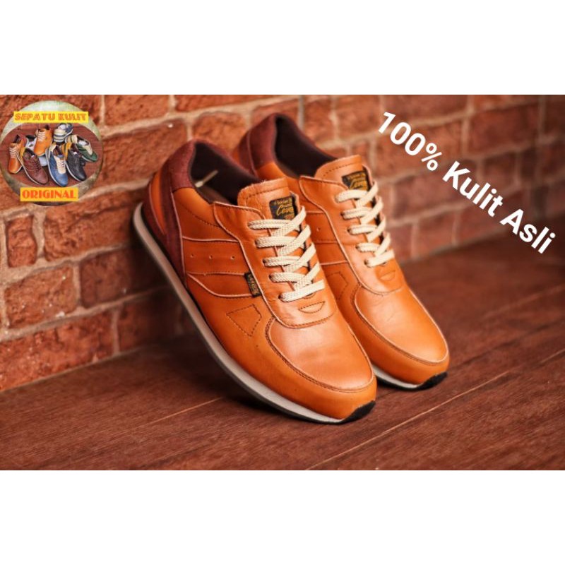 100% KULIT ASLI SNEAKERS PRIA KASUAL SPORTY CEVANY JELLAL ORIGINAL CH1 aa