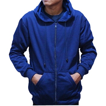 Jaket Sweater Hoodie Zipper List Resleting Pria Fleece Risleting - Marun