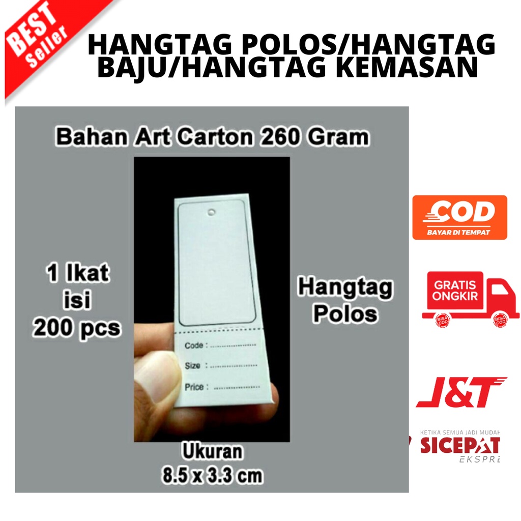 

[BAYAR DITEMPAT ] HANG TAG / 200 PCS / HANTAG / HENGTEG POLOS / PRICE TAG / LABELHARGA / LEBEL KERTAS / LABEL BAJU.
